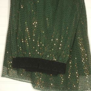 Green/rose gold LuLaRoe Elegant Lucy Skirt